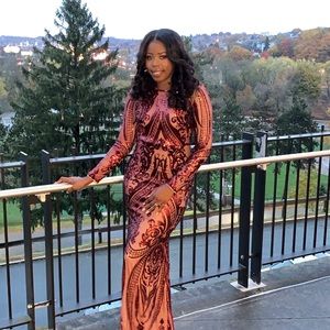 Burgundy sequin dress